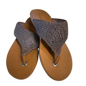 The Sak Tan Crochet Strap Thong Sandals Women's Size 9